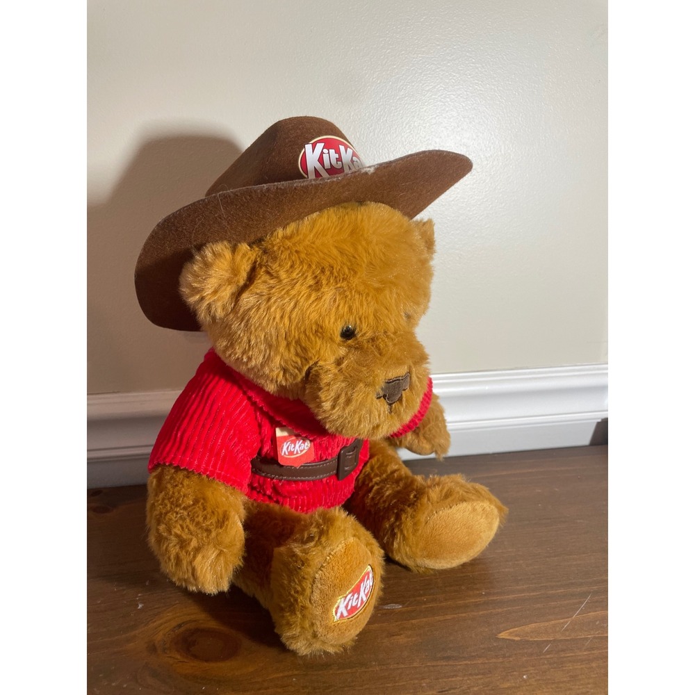 Kit Kat Cowboy Teddy Bear Plush Hershey Company Red Corduroy Shirt Collectible